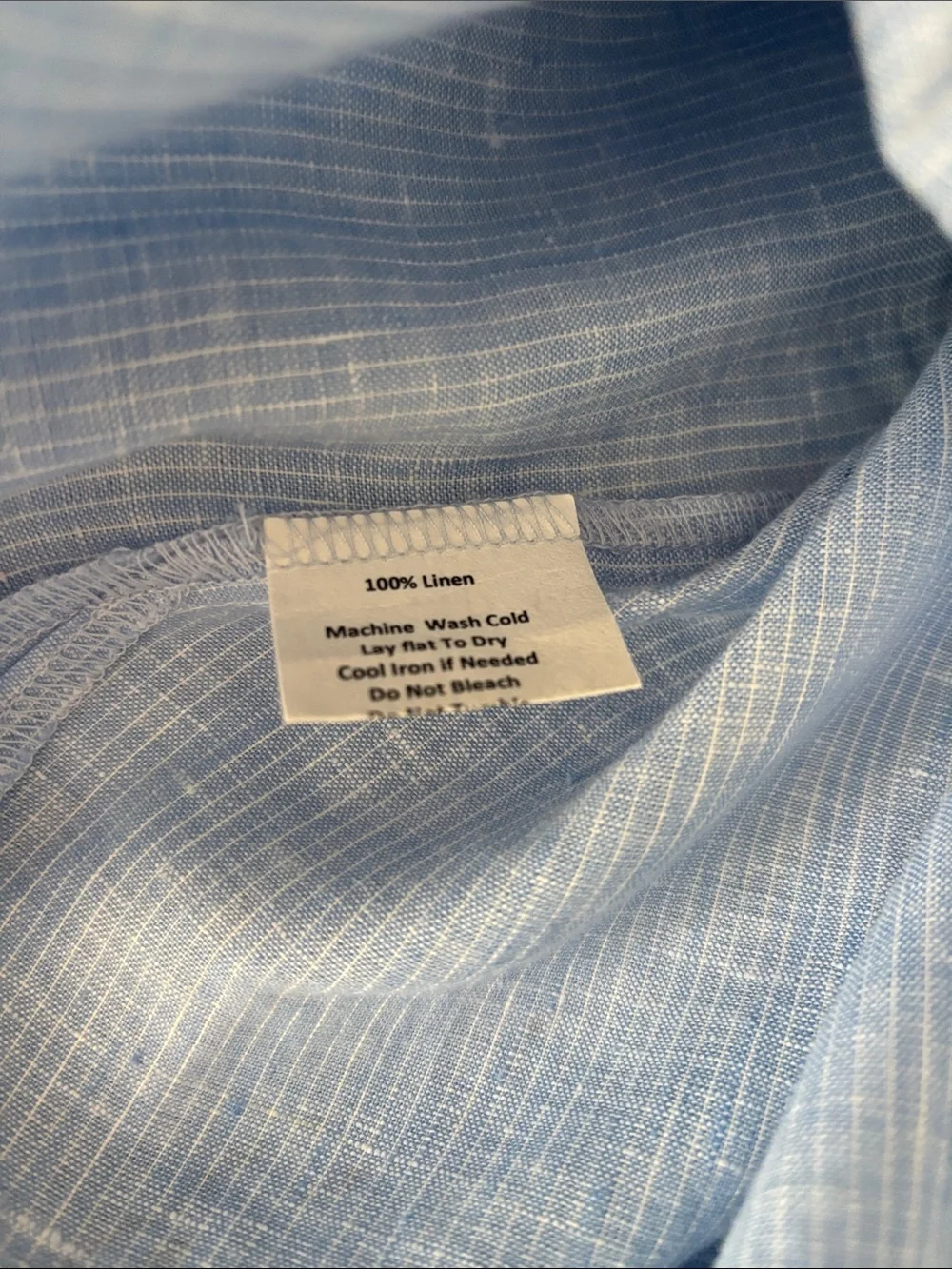 Sara Campbell Light Blue Casual Linen Button-Down Shirt